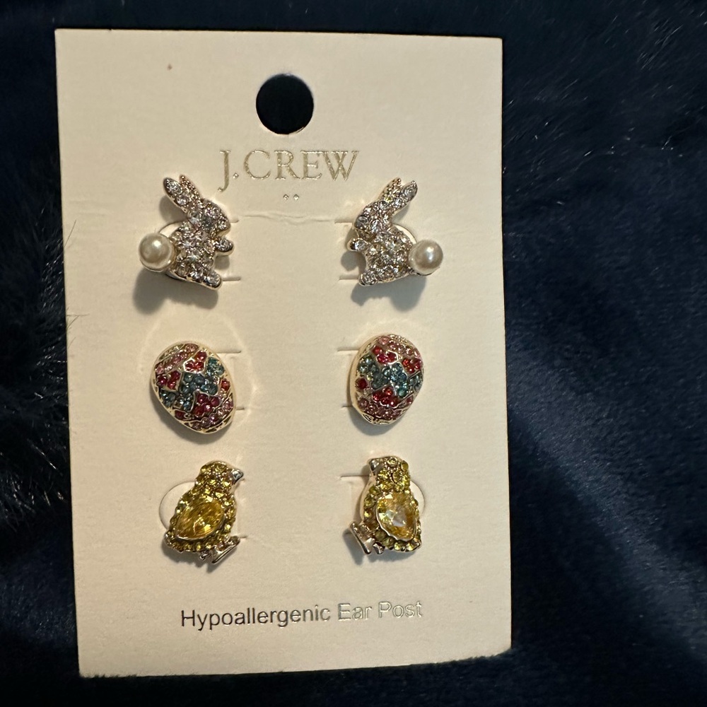 J.Crew Elegant Gold and Silver Easter Earring Set for children or adults
